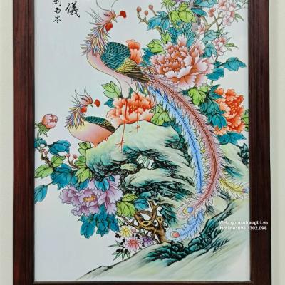 TRANH SỨ KHUNG GỖ - BÁCH ĐIỂU TRIỀU PHƯỢNG
